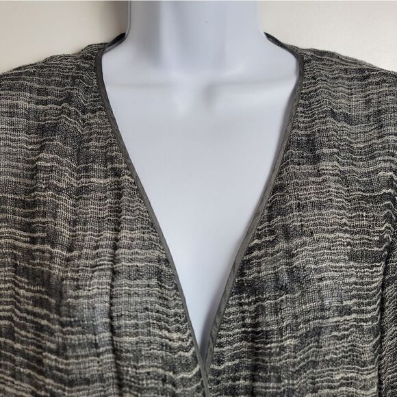 EILEEN FISHER Linen Blend Loose Weave Open Front Cardigan - Picture 2 of 8